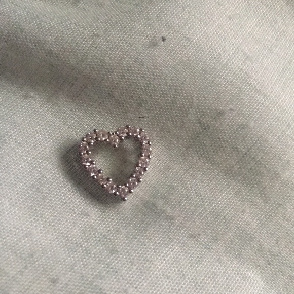Sterling Silver Heart Diamond Pendant - Picture 1 of 8